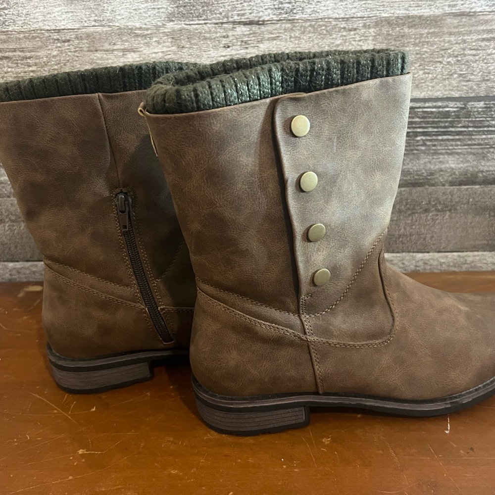 Muk Luks Brown Winter Boots with Button Accents